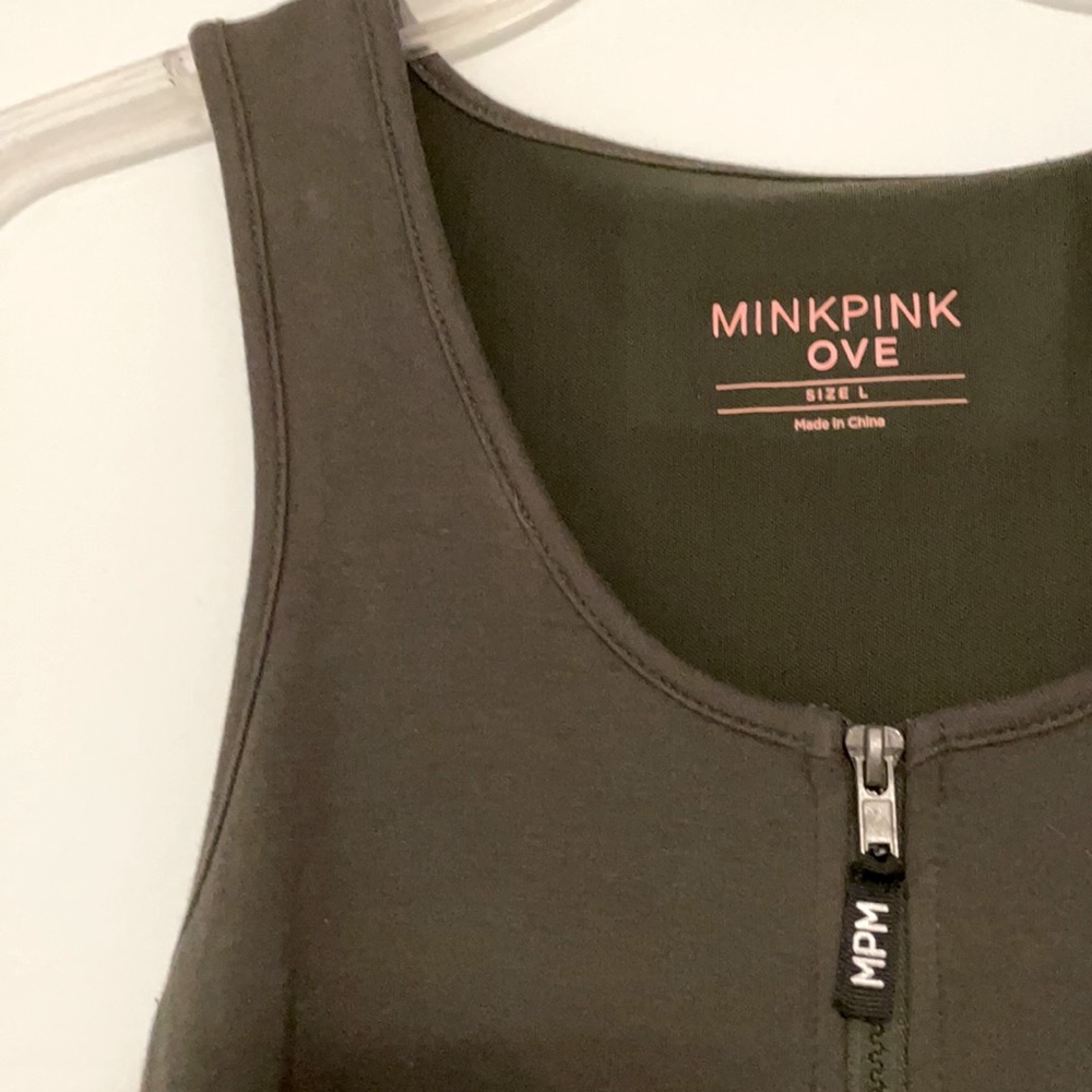 MinkPink Olive Zipper Bodysuit